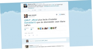 01.08.2015 - Le directeur des affaires publiques et juridiques de Microsoft France se paye Marine Le Pen sur Twitter
