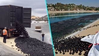 14.08.2015 - La Californie contrainte de jeter des balles de plastique dans ses lacs