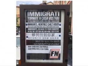 28.06.2018 - «Immigrés, rentrez chez vous !», l’affiche qui fait débat dans la municipalité de Giaveno