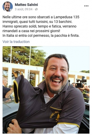 07.08.2018 - Salvini aux immigrés : « En Italie, on entre avec une permission, la fête est finie »