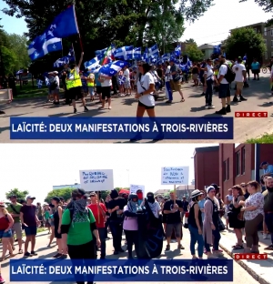 Laïcité: les deux faces de la même pièce ont manifesté en même temps à Trois-Rivières