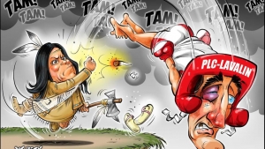 Wilson-Raybould avec des plumes et un tomahawk : un caricaturiste présente ses excuses