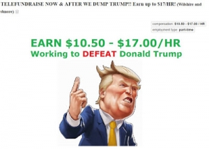15.11.2016 - Devenir activiste Anti-Trump peut rapporter jusqu’à 2400 dollars par mois